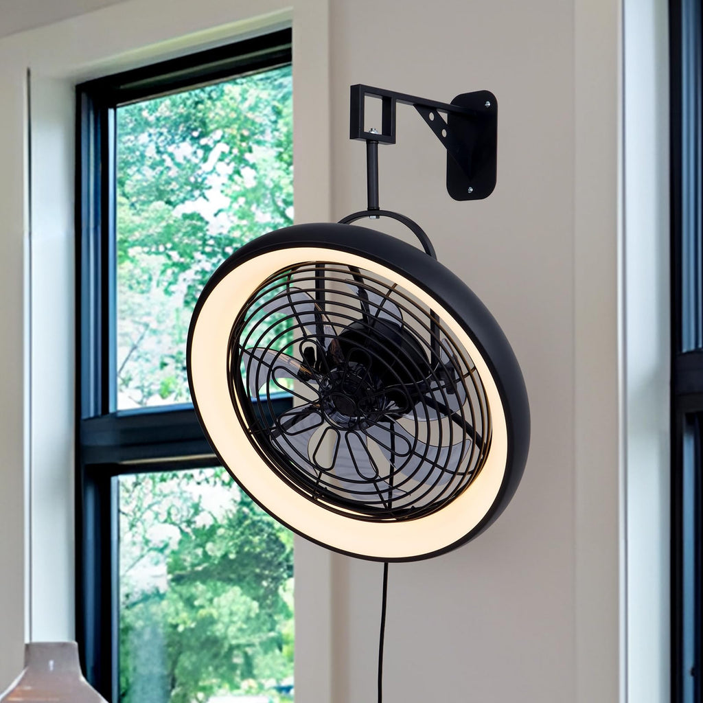 Wall Mounted Fan with Lights, 20” 6 Speeds Reversible Dimmable O6112