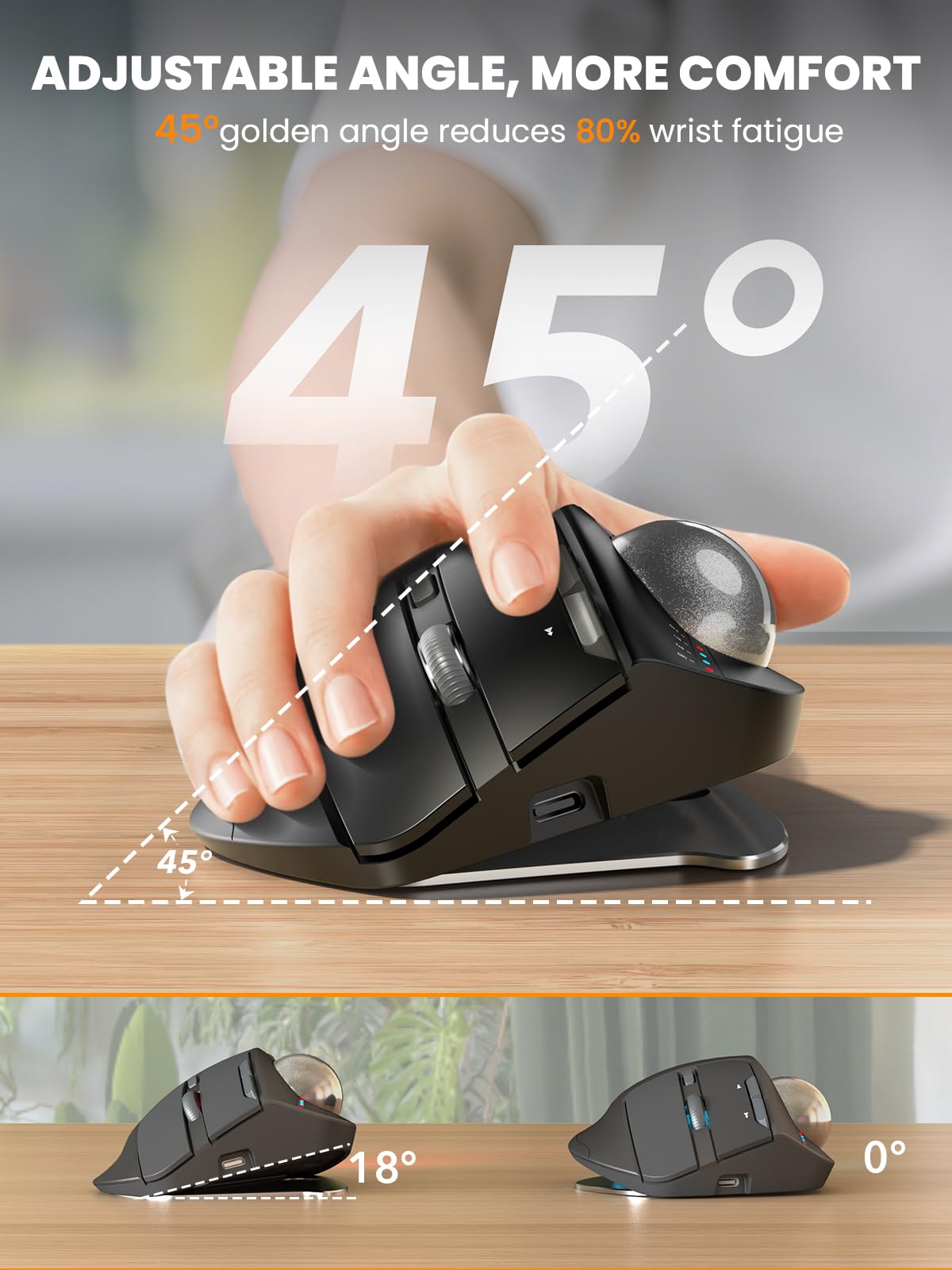 Ergonomic Wireless Trackball Mouse N9309