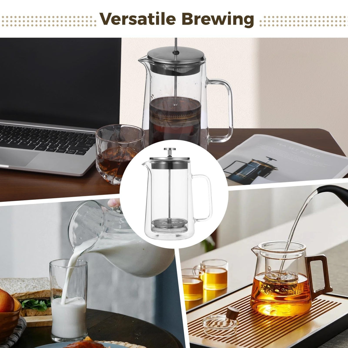 33.8 Oz Insulated Double Wall Tea Maker with Fine Mesh Filter O455239