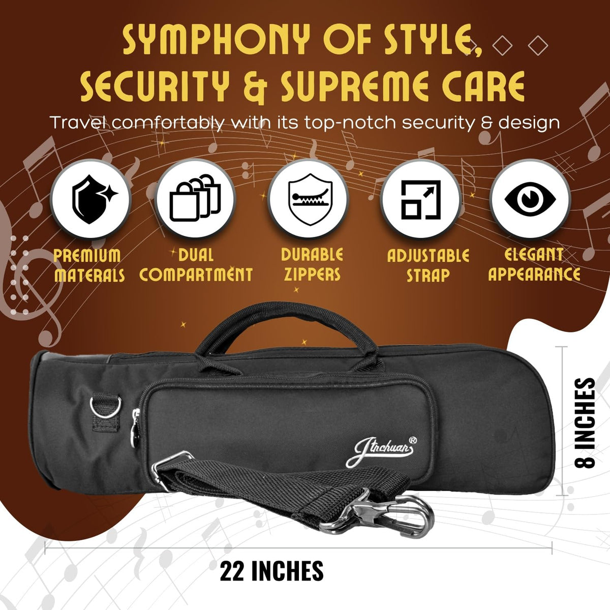 Cotton Padded Black Trumpet Bag with Adjustable Shoulder Strap Z6624