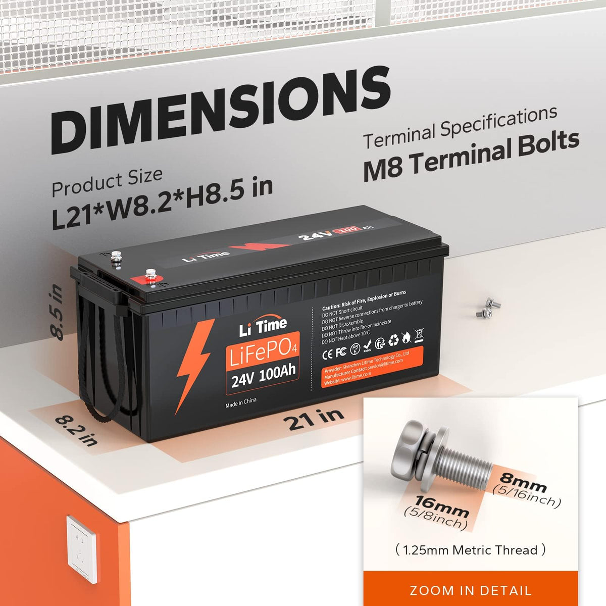 24V 100Ah LiFePO4 Lithium Battery Z732