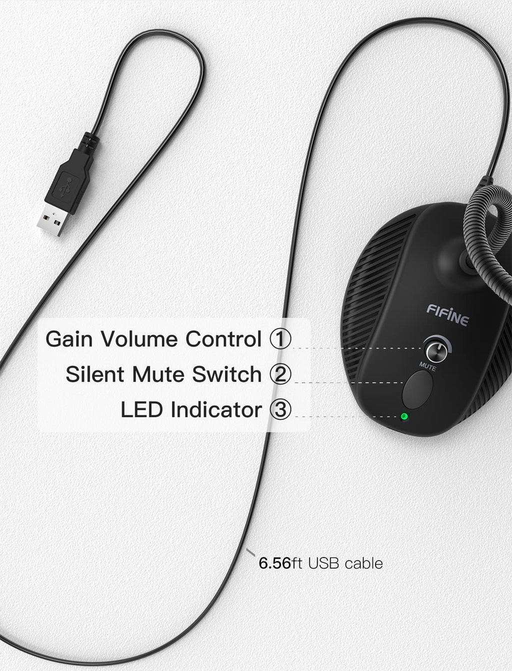 USB Computer Microphone, Plug & Play Desktop Condenser Mic, Mute Button with LED Indicator Q271
