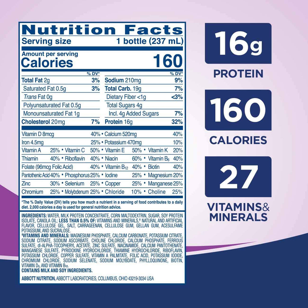 High Protein Vanilla Nutrition Shake 16g Protein 8 fl oz 12 Pack Z614364