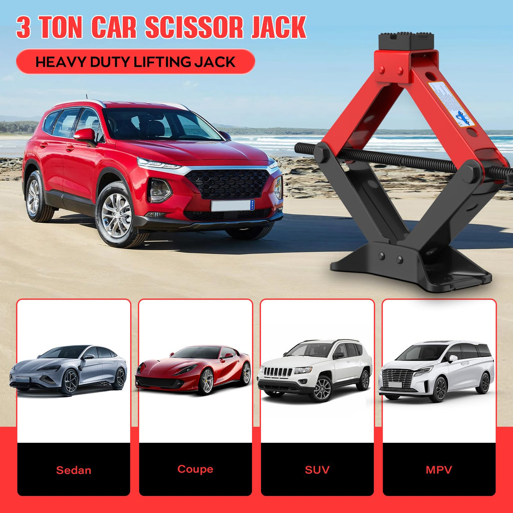 3 Ton Heavy Duty Scissor Jack Kit with Lug Wrench C714