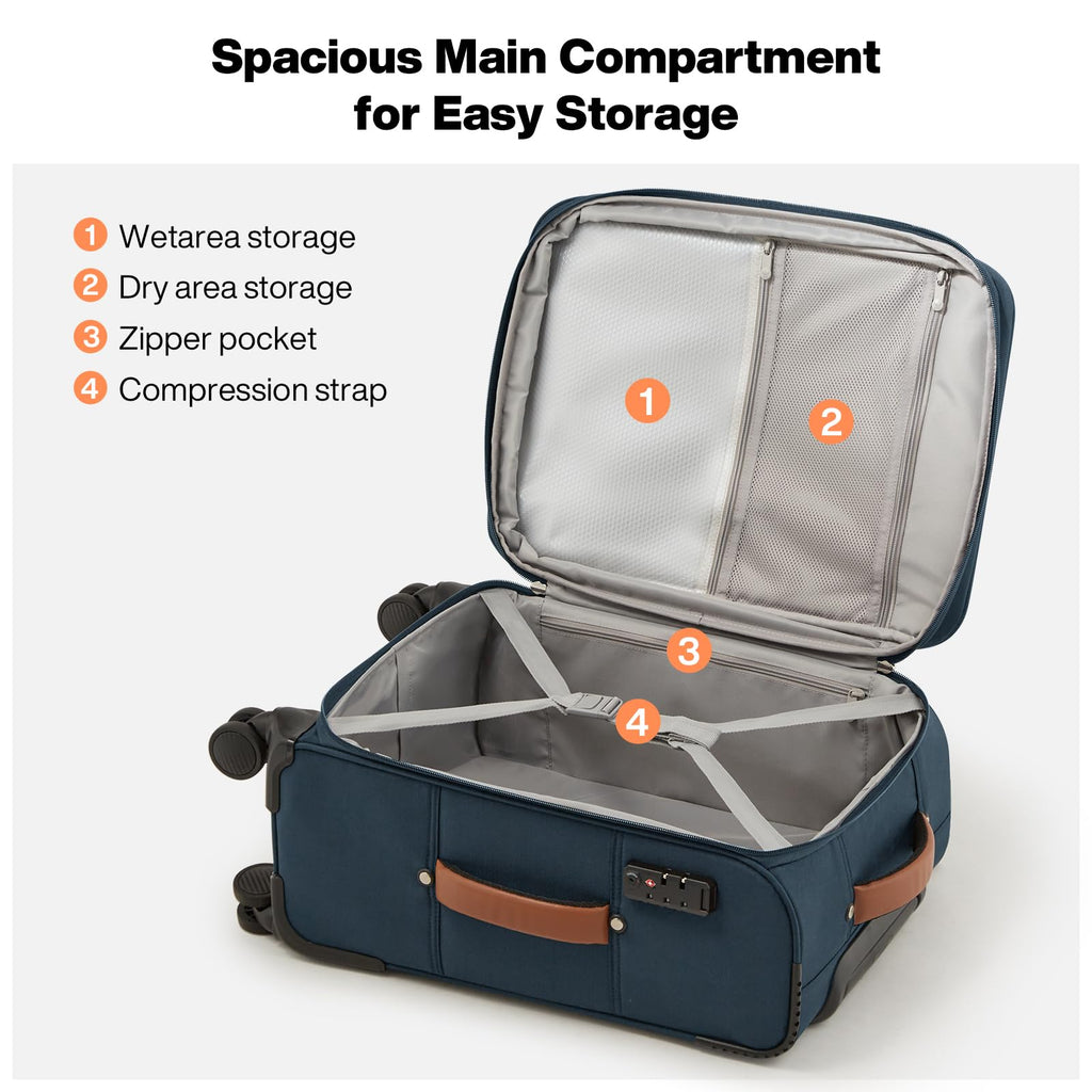 20 Inch Expandable Softside Carry On Luggage with Front Pocket K124516
