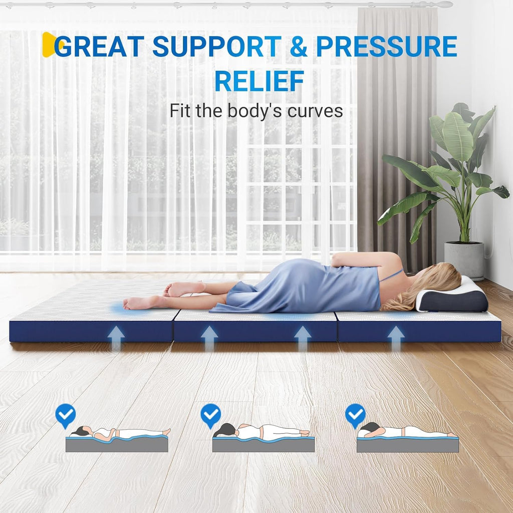 4 Inch Tri-Fold Memory Foam Mattress Topper Q9033