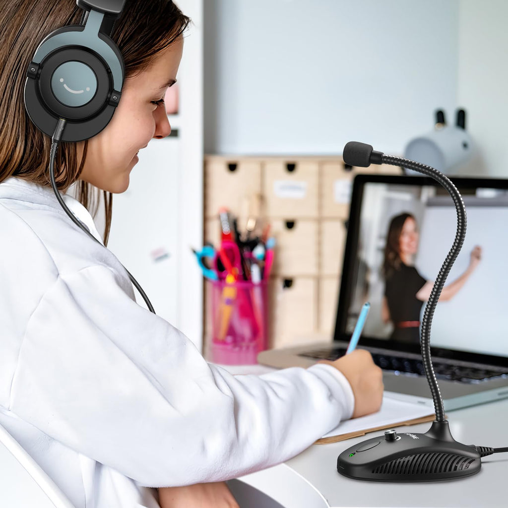 USB Computer Microphone, Plug & Play Desktop Condenser Mic, Mute Button with LED Indicator Q271