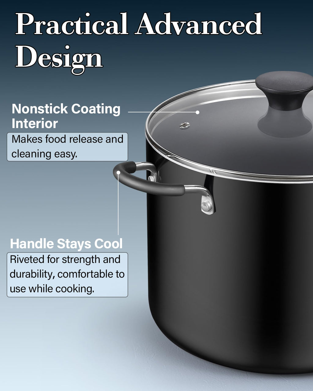 10.5 Quart Non Stick Stock Pot with Lid Q698