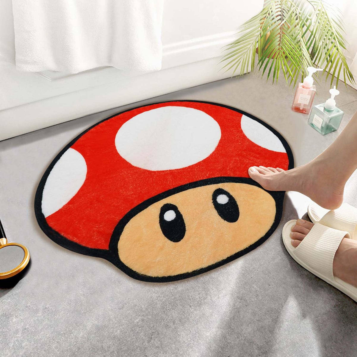 Red Irregular Shaped Non-Slip Absorbent Washable Bath Mat B21611