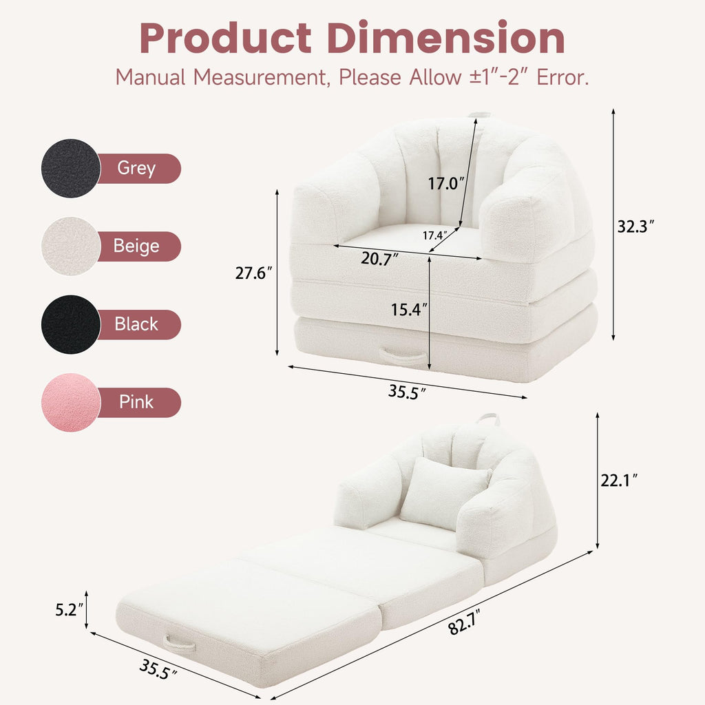Beige 2 in 1 Convertible Sleeper Sofa Bed V1463