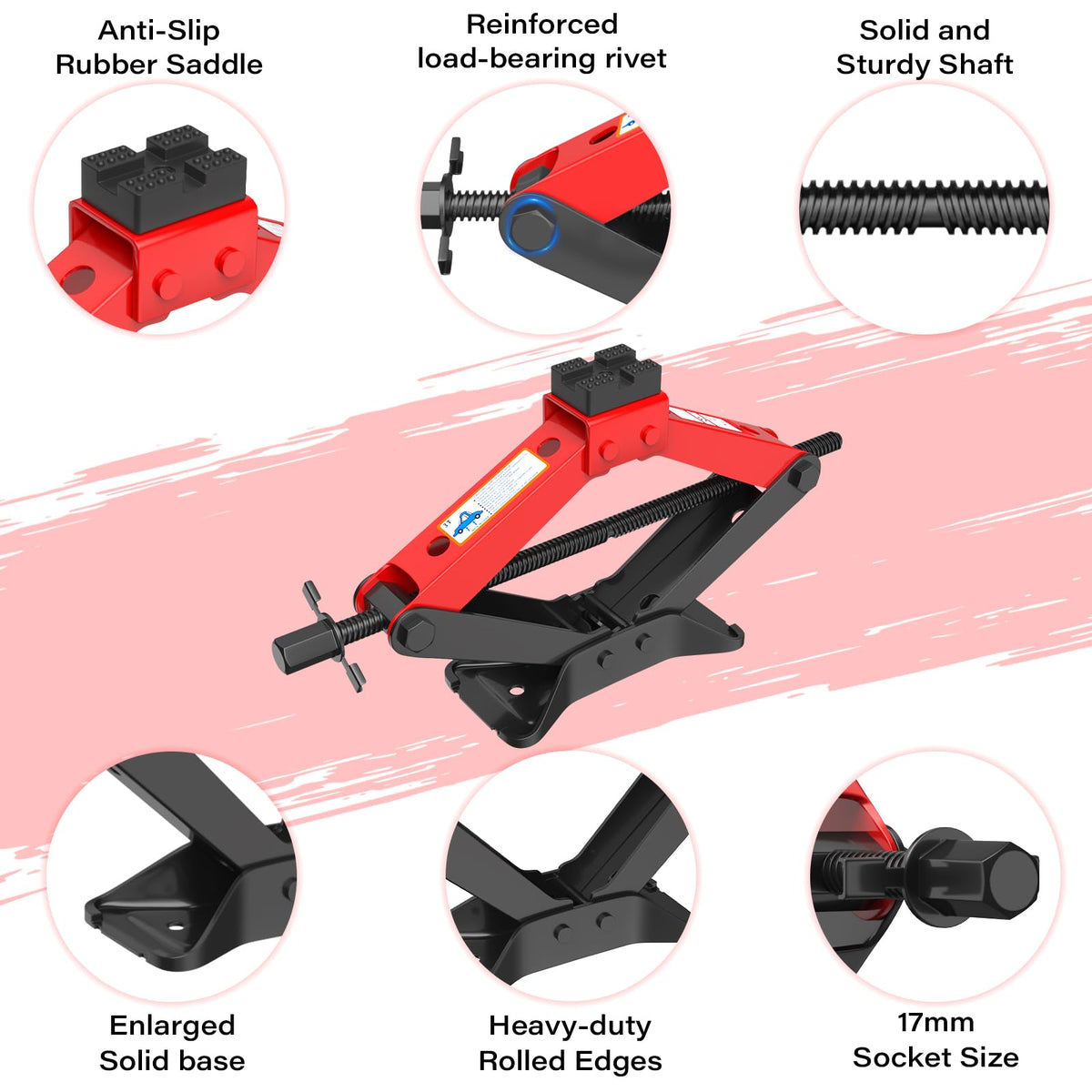 3 Ton Heavy Duty Scissor Jack Kit with Lug Wrench C714