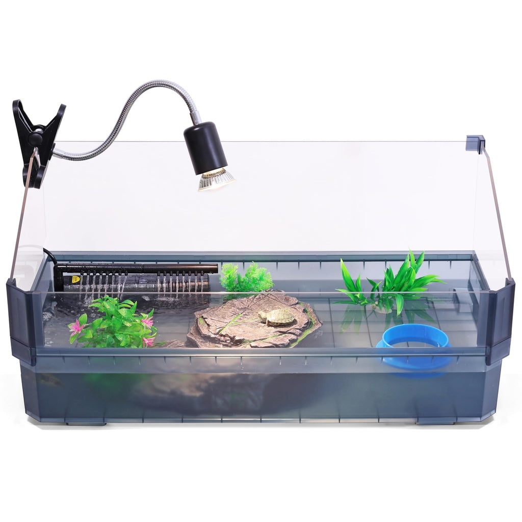 Black Turtle Tank Kit with Filter, UVB Lamp and Basking Platform N441446