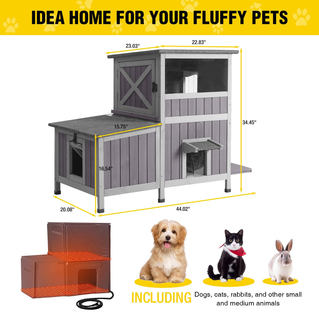 Heated Insulated Outdoor Cat House with Liner S81547
