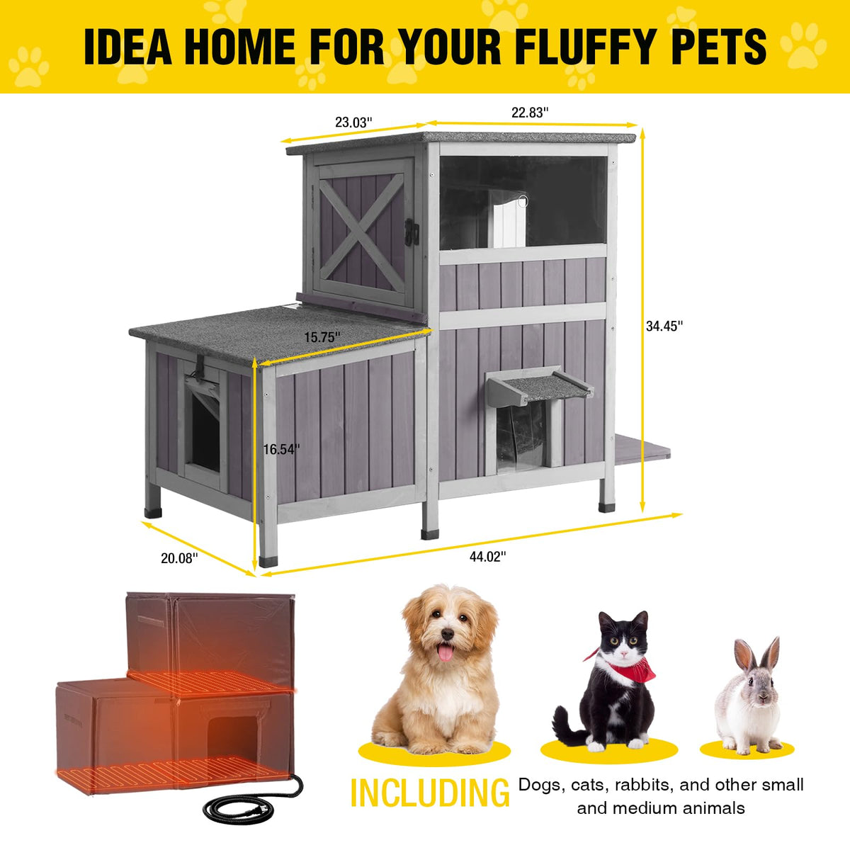 Heated Insulated Outdoor Cat House with Liner S81547