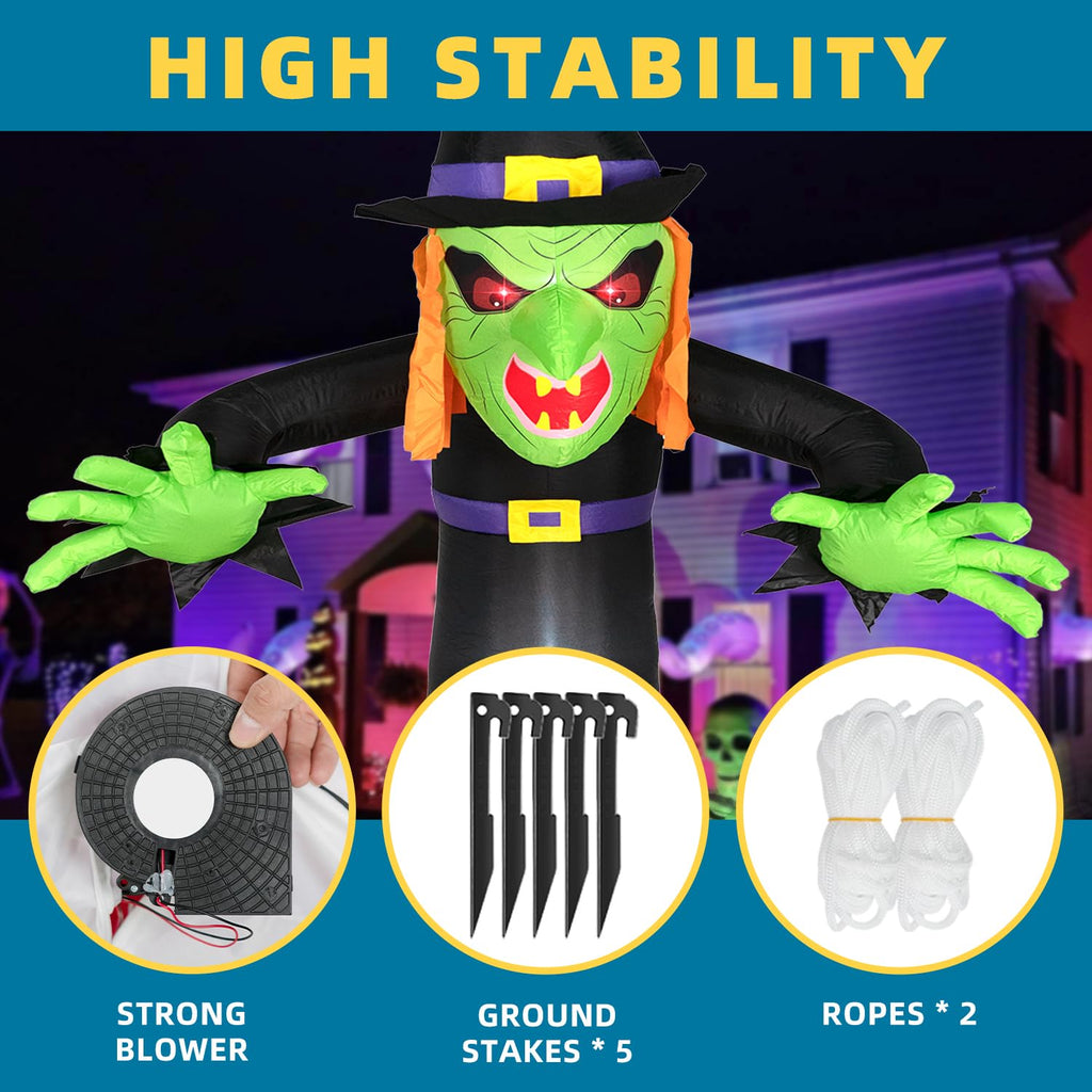 8FT Inflatable Witch Decorations with LED Lights G93316