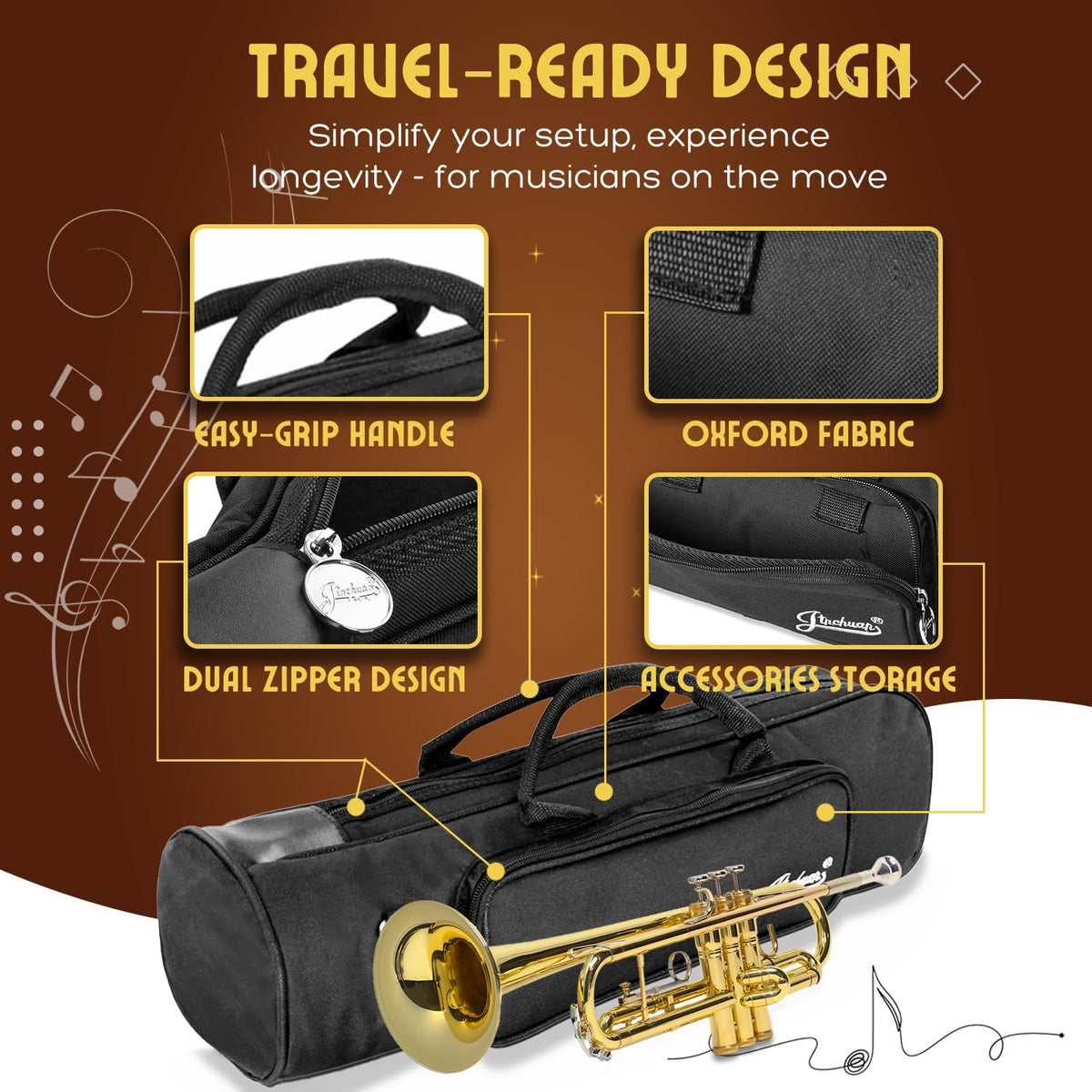 Cotton Padded Black Trumpet Bag with Adjustable Shoulder Strap Z6624