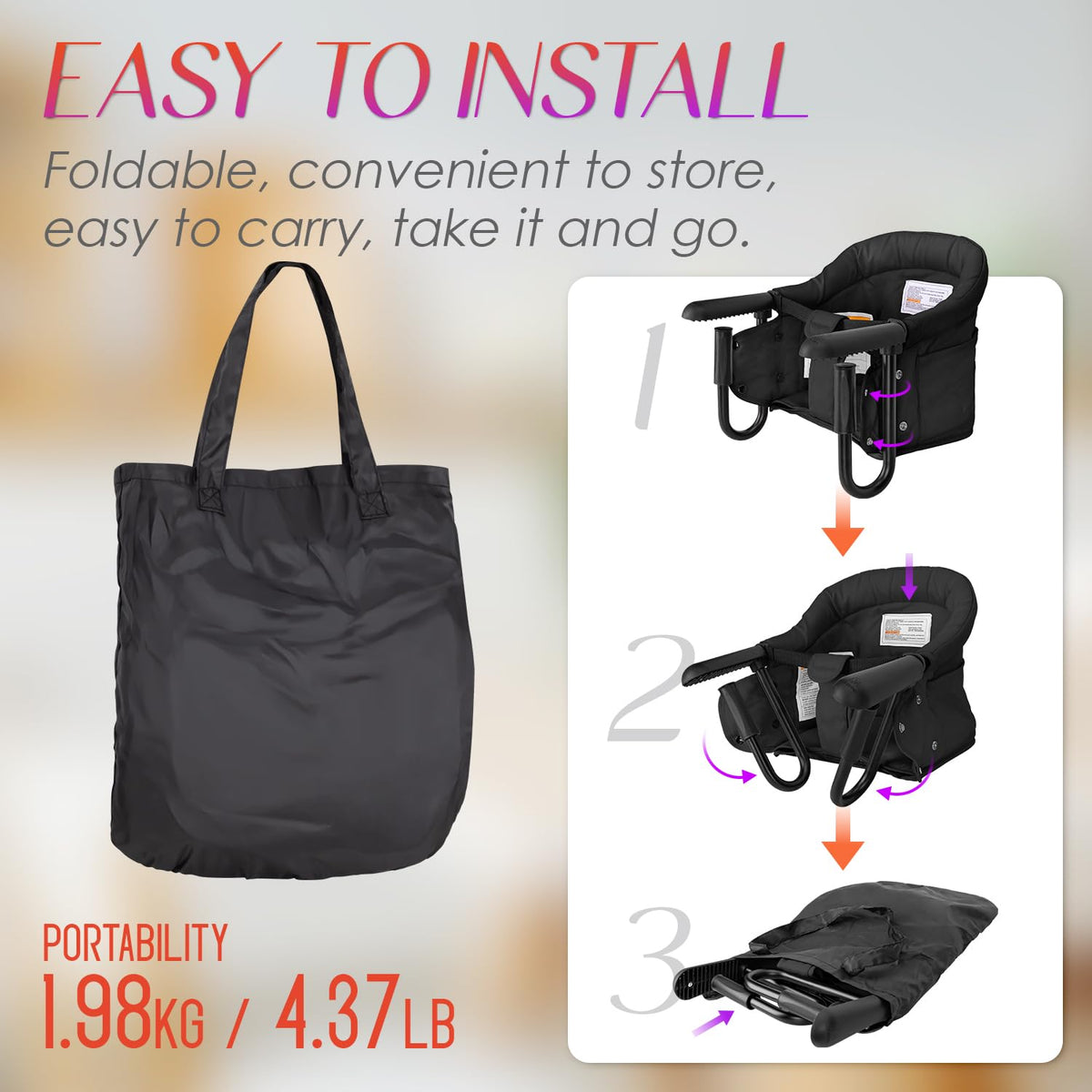 Portable Foldable High Chair with Storage Bag M804607
