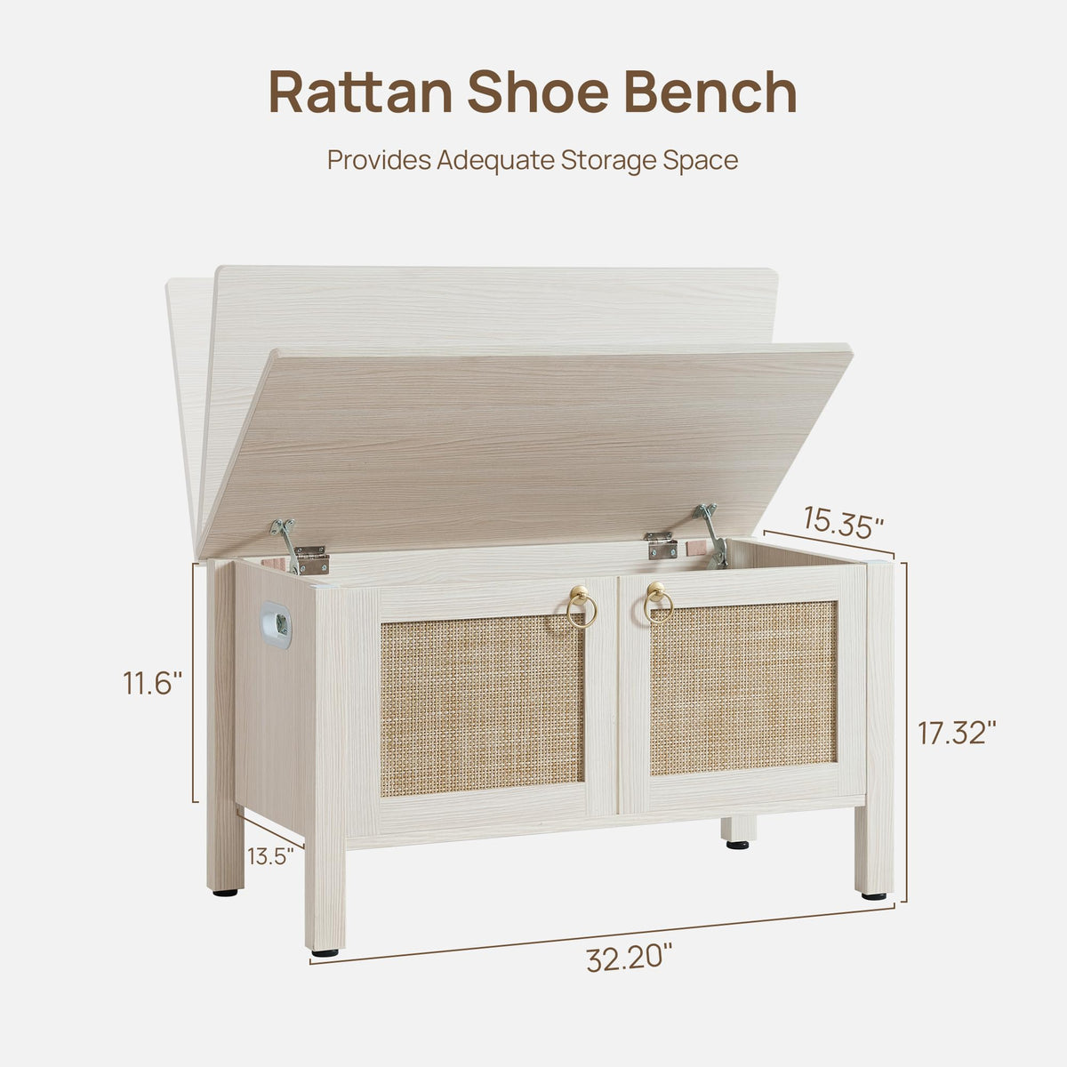 Rattan Storage Bench with 2 Safety Hinges T3071