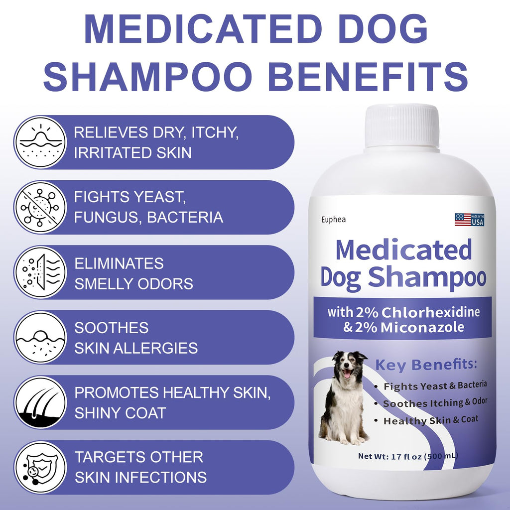 Medicated Dog Shampoo with 2% Miconazole & 2% Chlorhexidine 17 oz O589