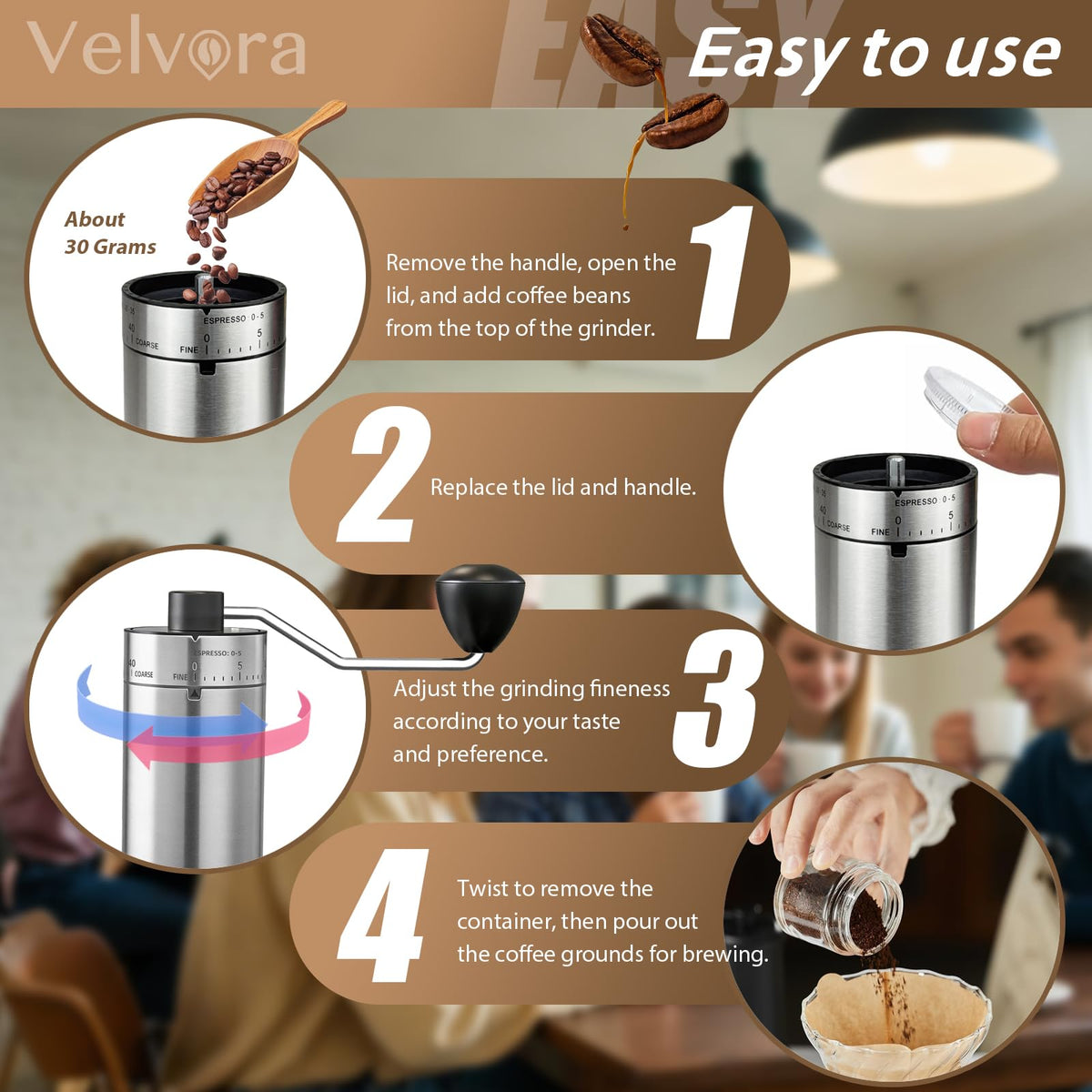 Manual Coffee Grinder, Ceramic Burr G870