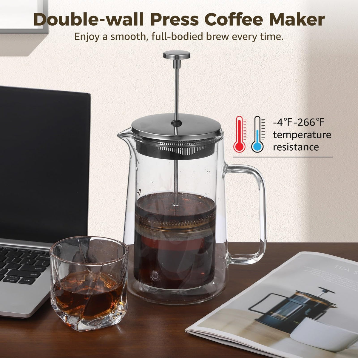 33.8 Oz Insulated Double Wall Tea Maker with Fine Mesh Filter O455239