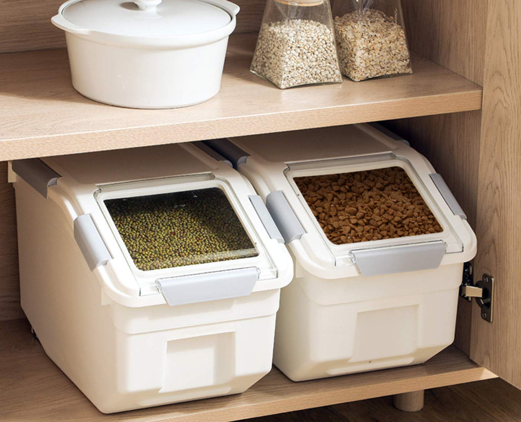 2 Pack Airtight Pet Food Storage Container with Scoop 10 LB T340758