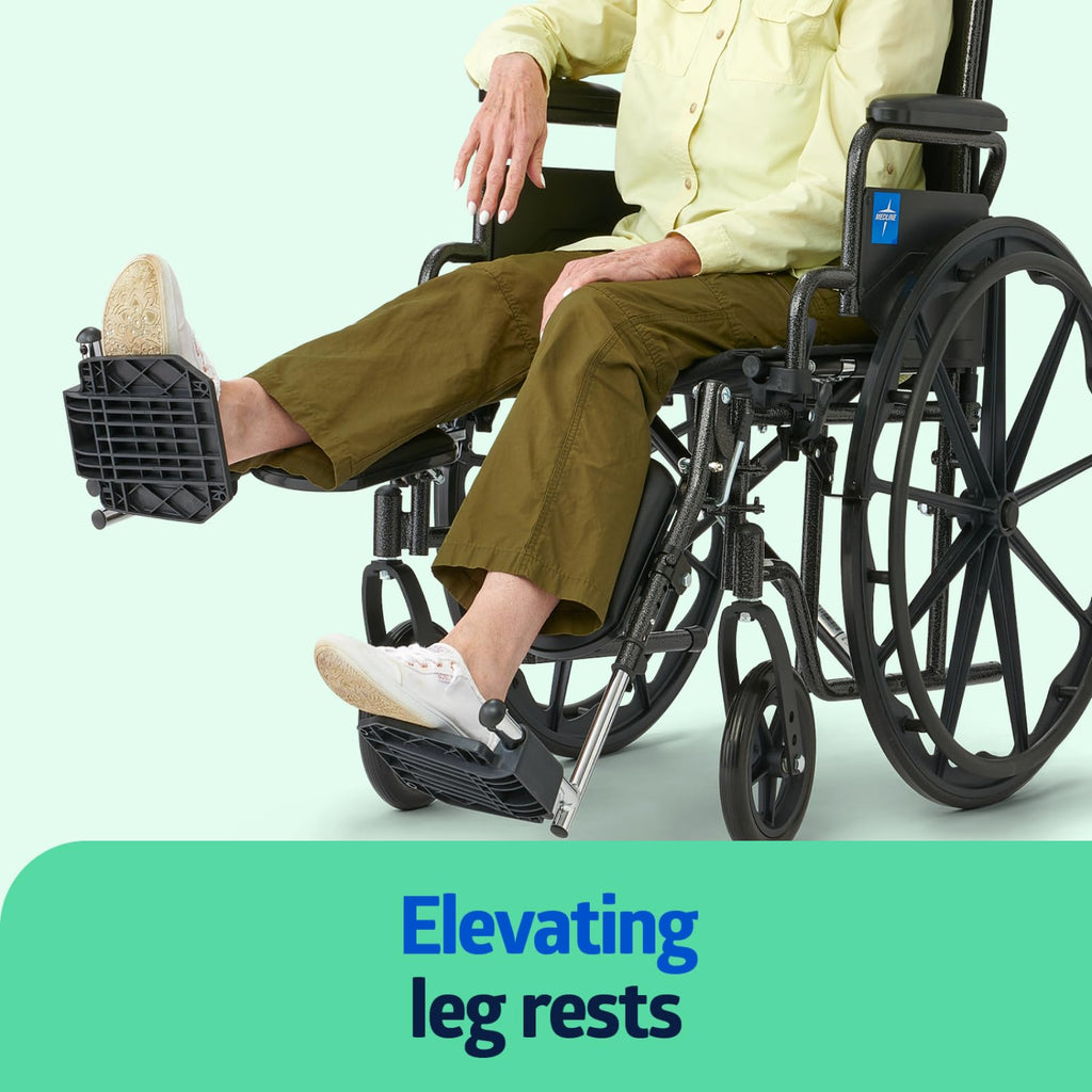 Folding Wheelchair with Swing-Back Desk-Length Arms and Elevating Footrests R69953
