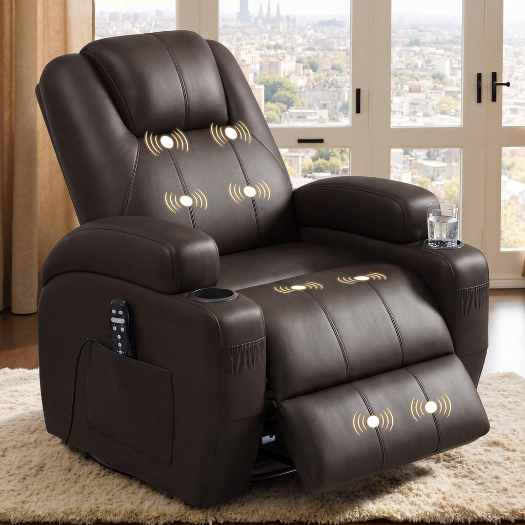 Swivel Rocker Recliner Chair with Vibration Massage R166
