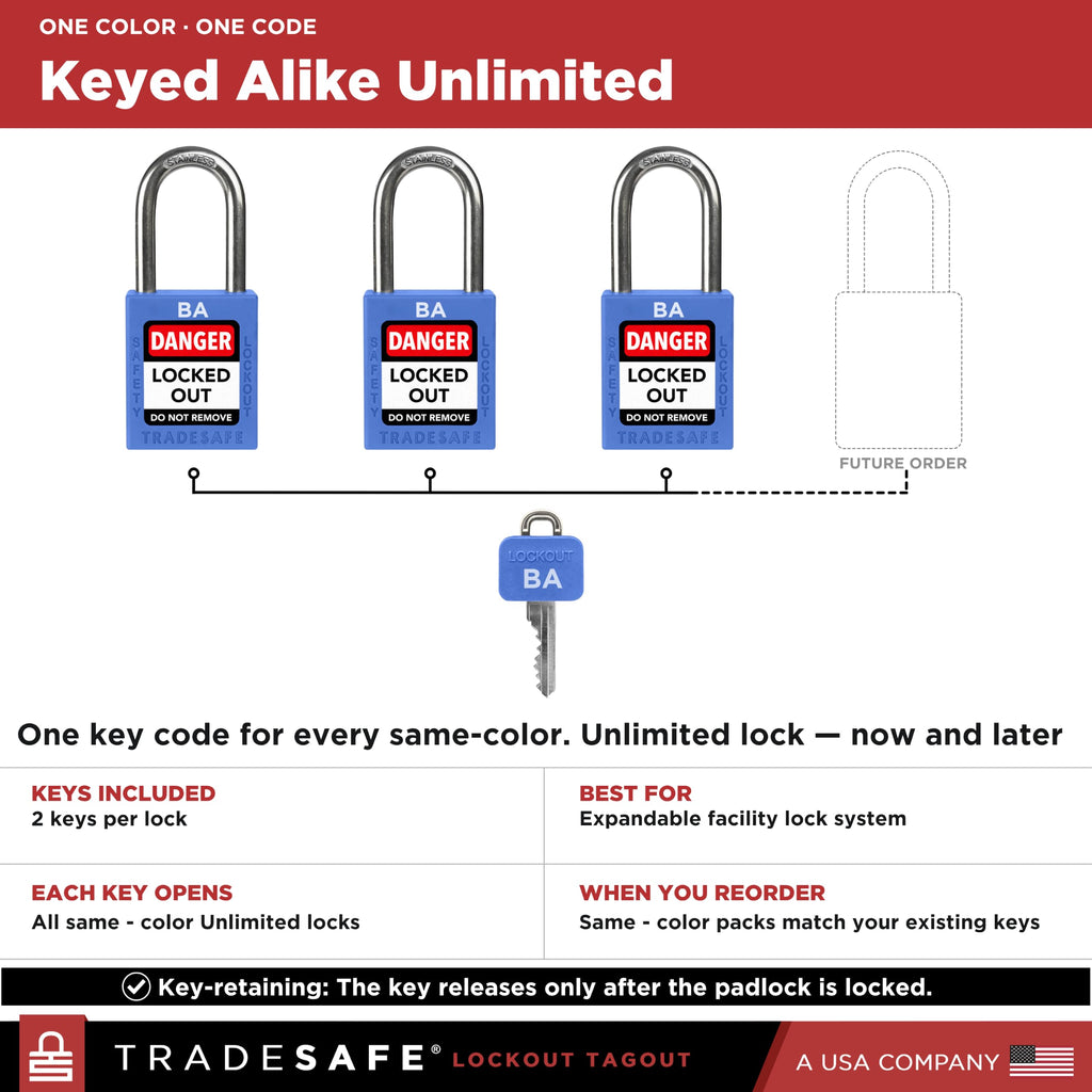 10 Blue Keyed Alike Locks G750