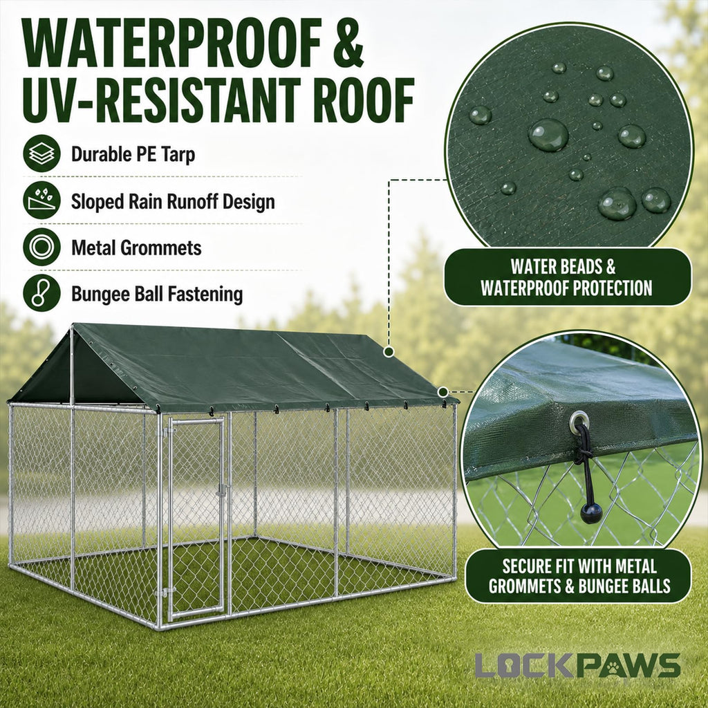 10x10FT Heavy Duty Galvanized Steel Outdoor Dog Kennel F77753
