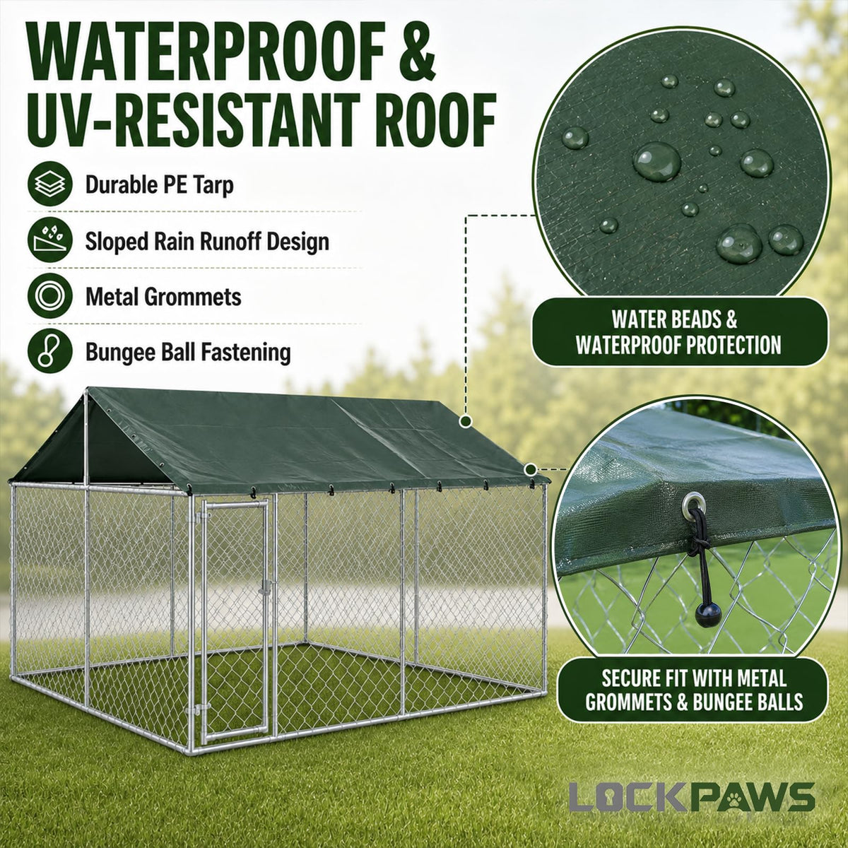 10x10FT Heavy Duty Galvanized Steel Outdoor Dog Kennel F77753