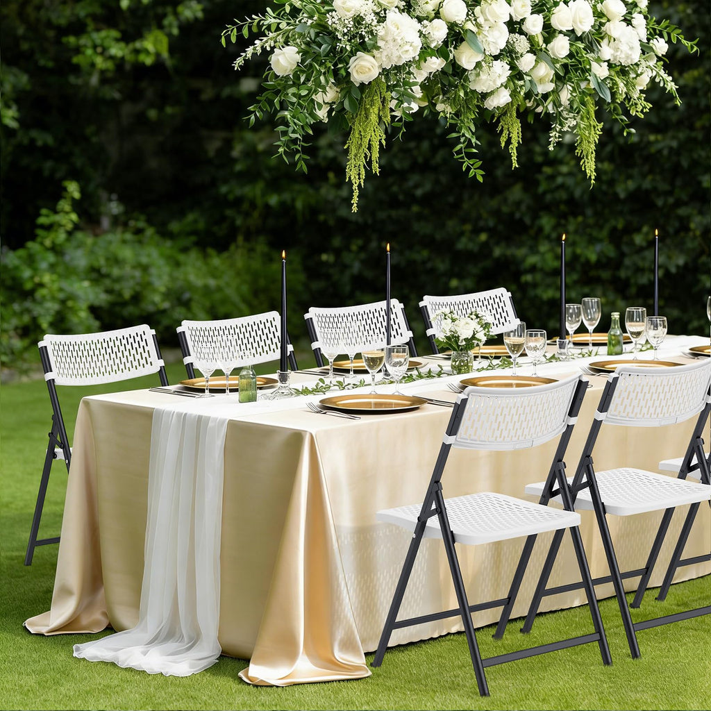 White 4-Pack Folding Chairs with Steel Frame X59535