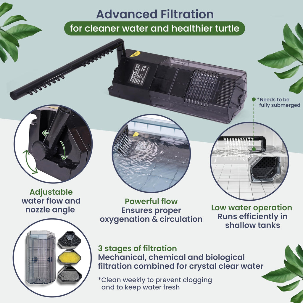 Black Turtle Tank Kit with Filter, UVB Lamp and Basking Platform N441446