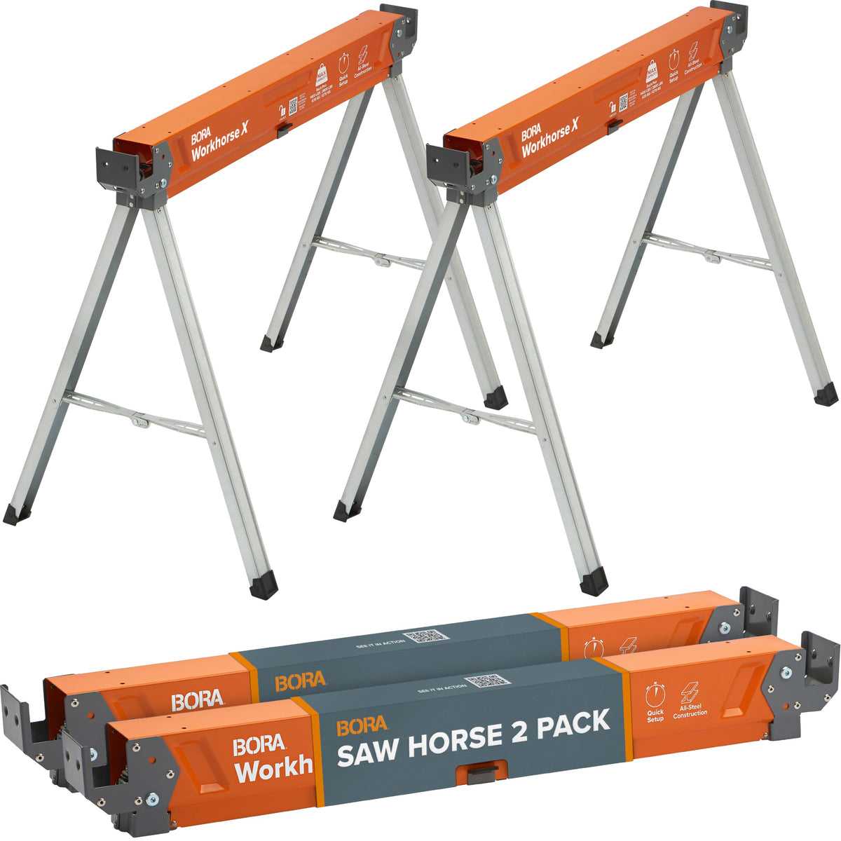 2 Pack Folding Heavy Duty Metal Sawhorse Q824781