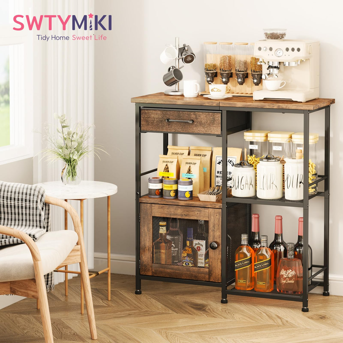 Coffee Bar Cabinet with Drawers F1190