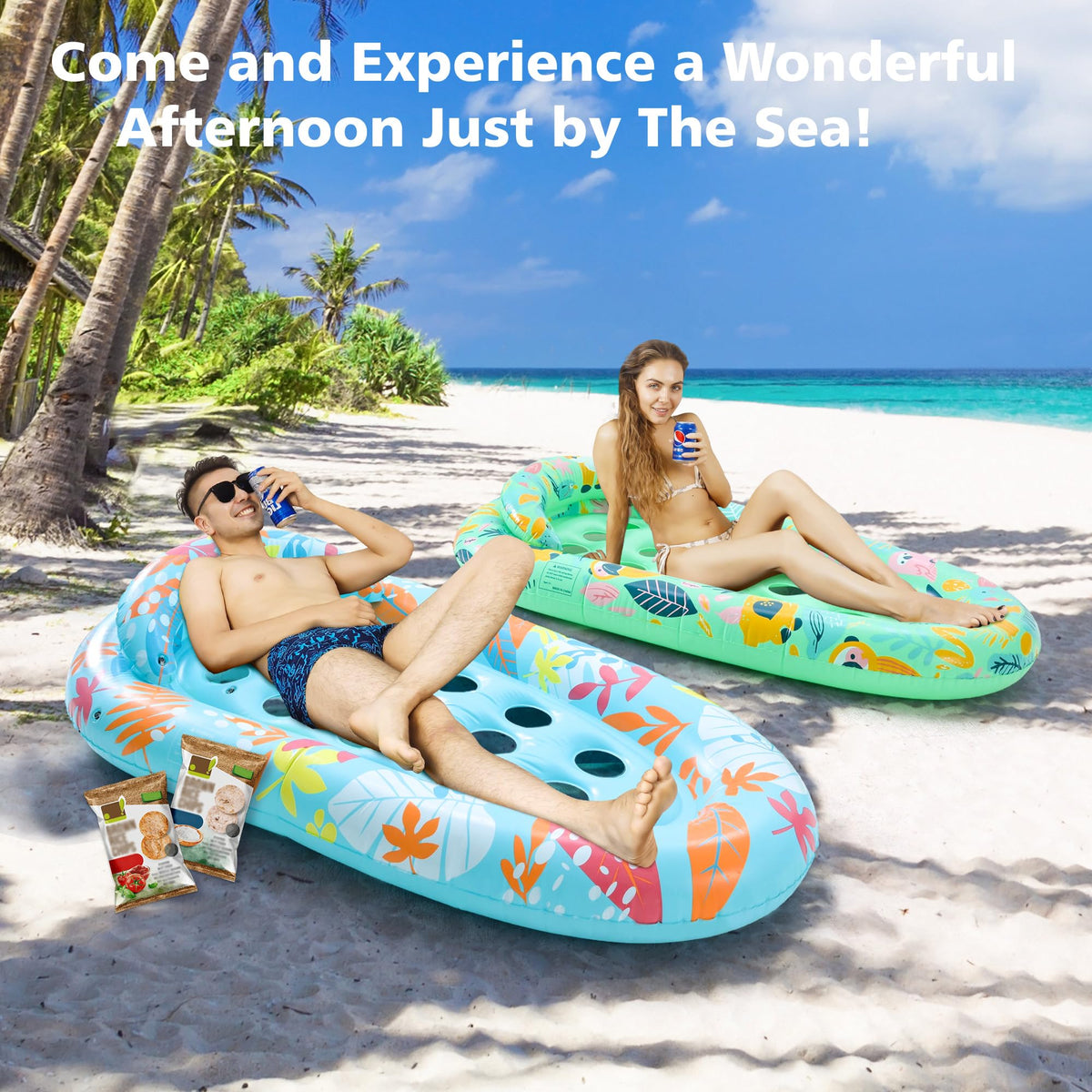 4 Pack Inflatable Pool Float Lounger with Headrest O84802