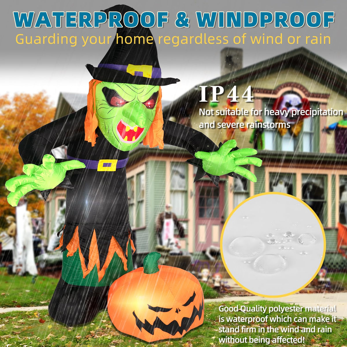 8FT Inflatable Witch Decorations with LED Lights G93316