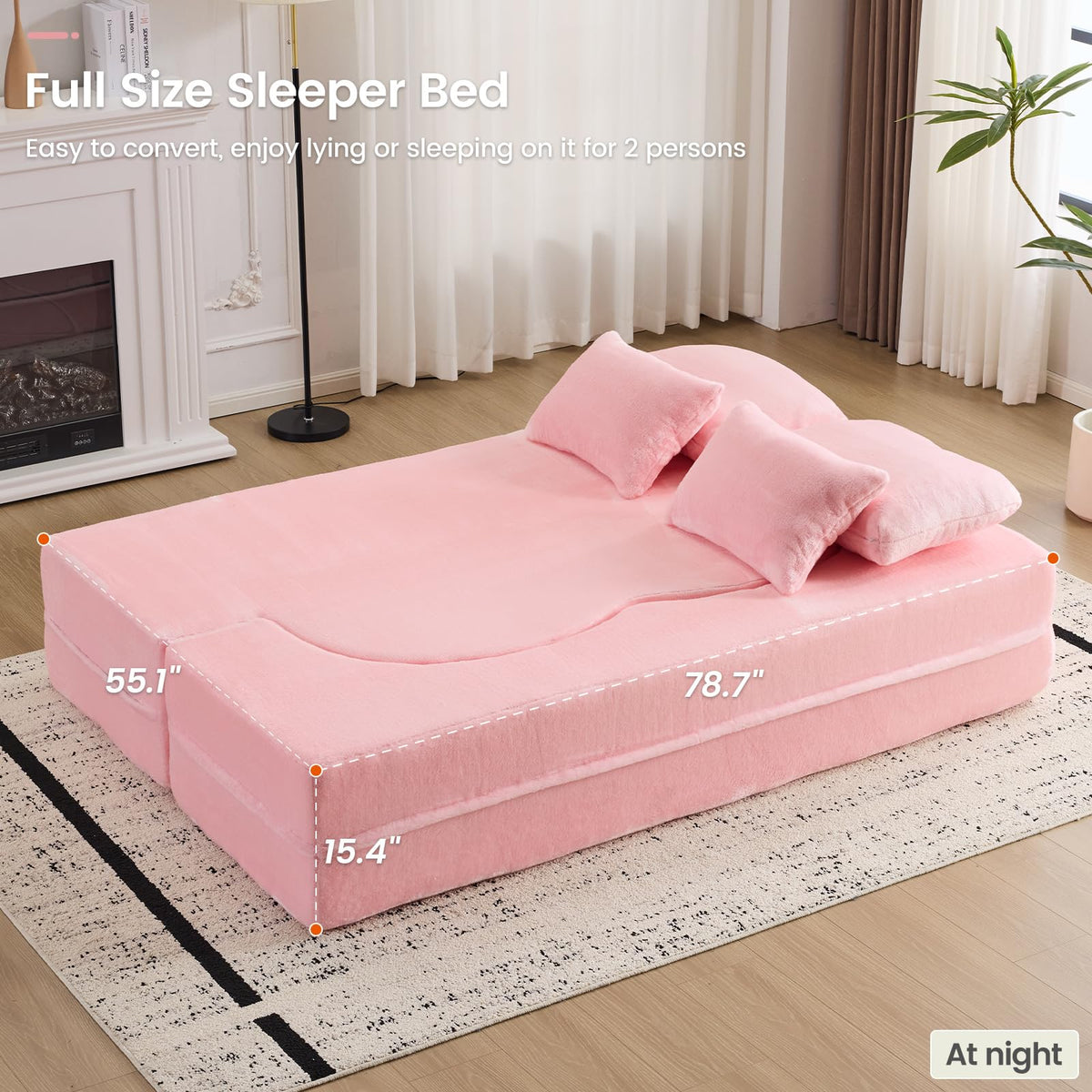 Pink Convertible Sofa Bed N92013