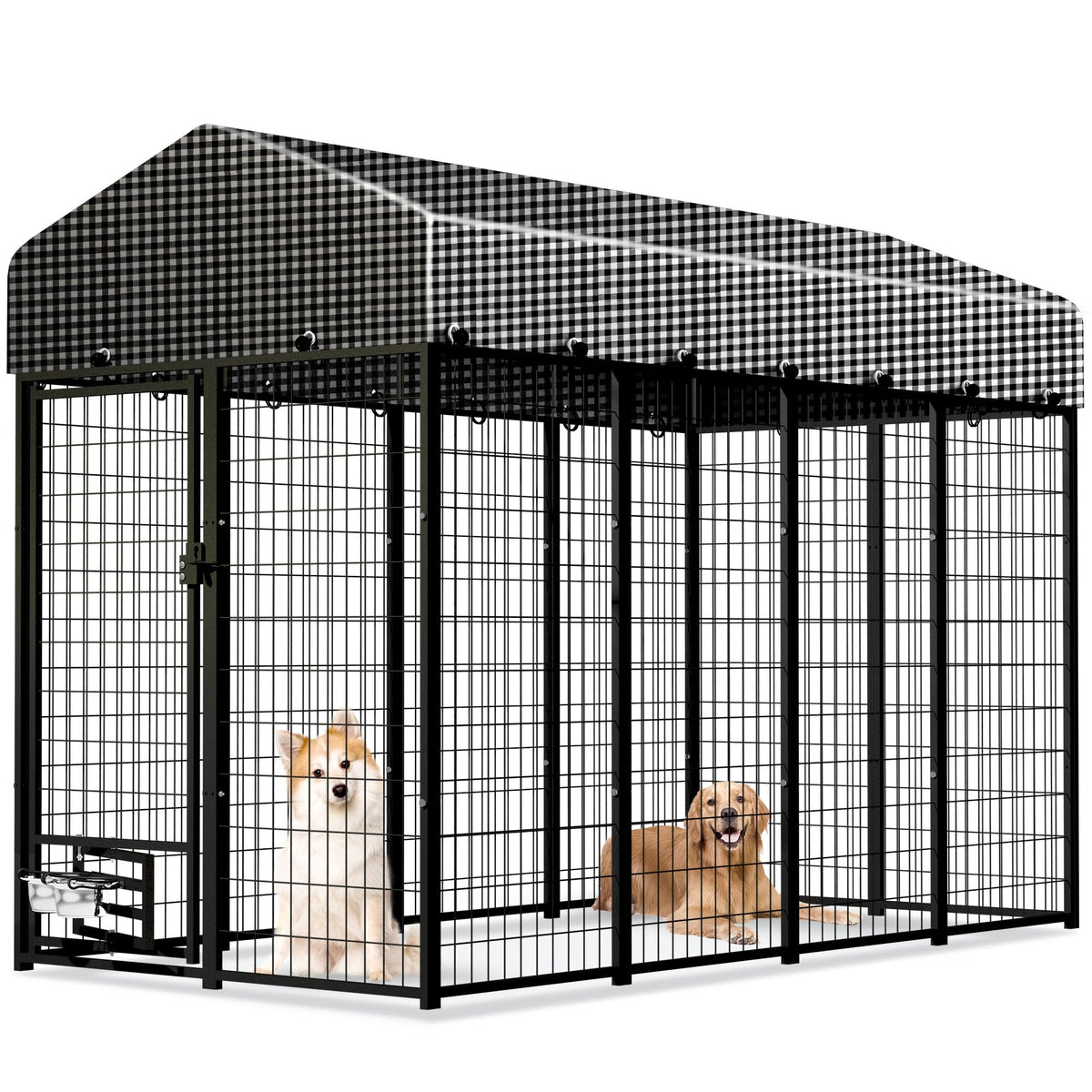 8x4x6 FT Outdoor Dog Kennel with Roof Cover L6797