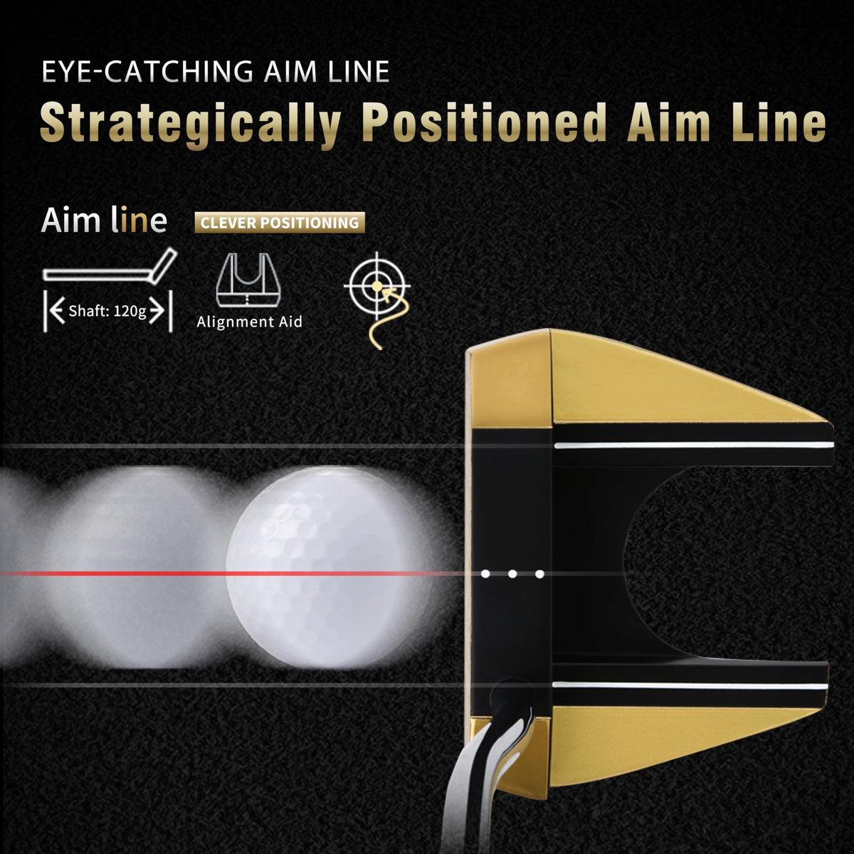 CNC-Milled Low-CG Golf Putter with Alignment Line & Oversized Grip Q186551