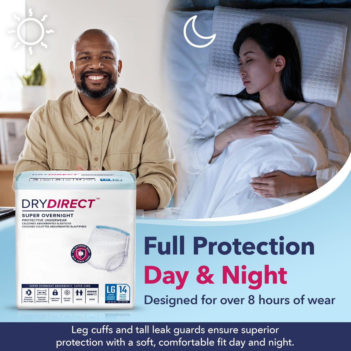Soft Cloth-Like Overnight Disposable Incontinence Underwear XX-Large Pack of 12 D705417