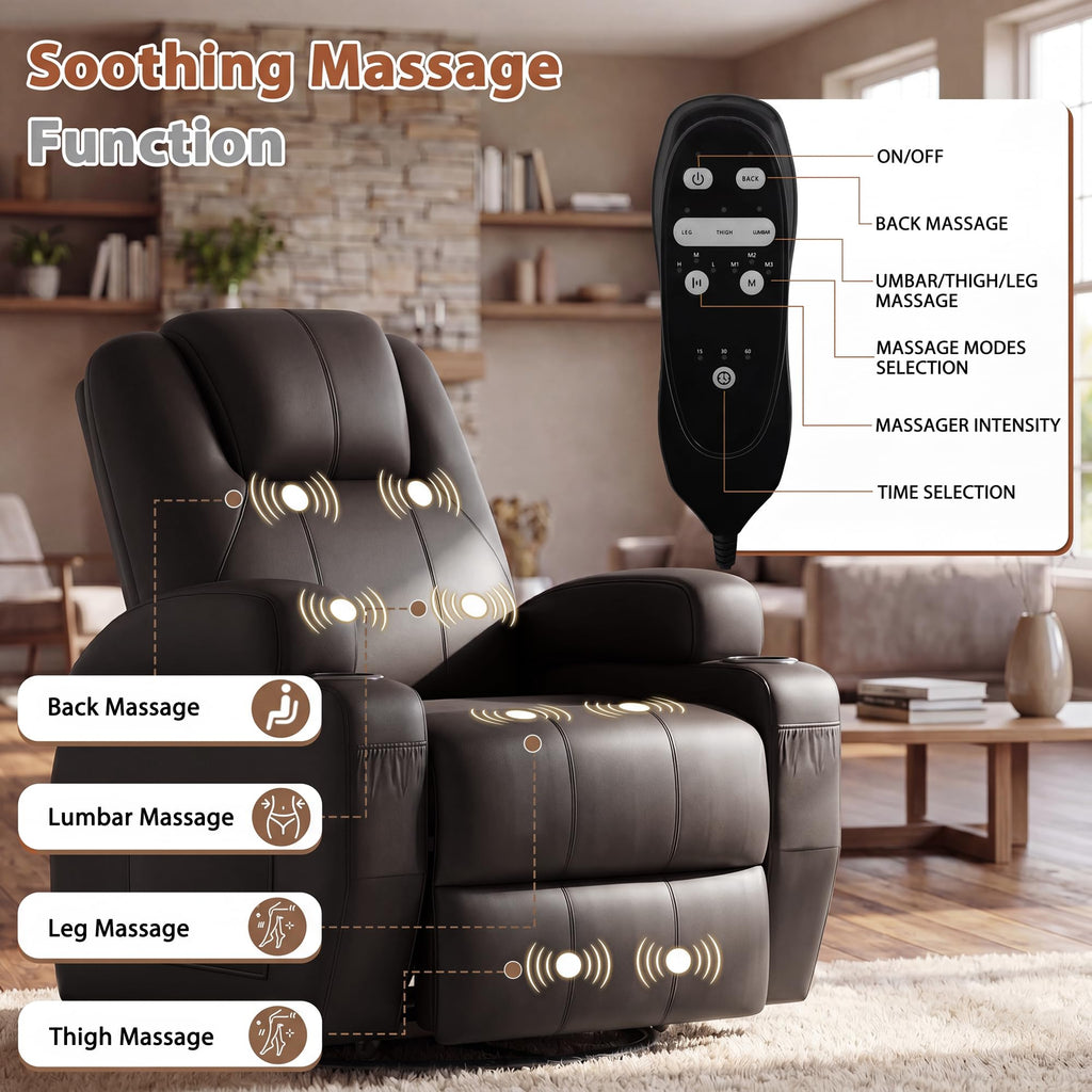 Swivel Rocker Recliner Chair with Vibration Massage R166