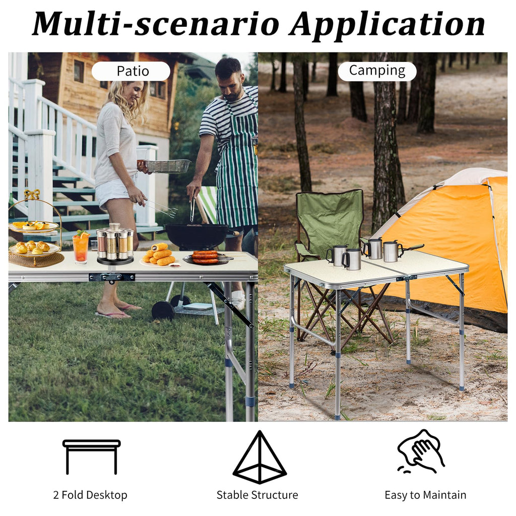 3ft Portable Aluminum Folding Picnic Table with Carry Handle T3581