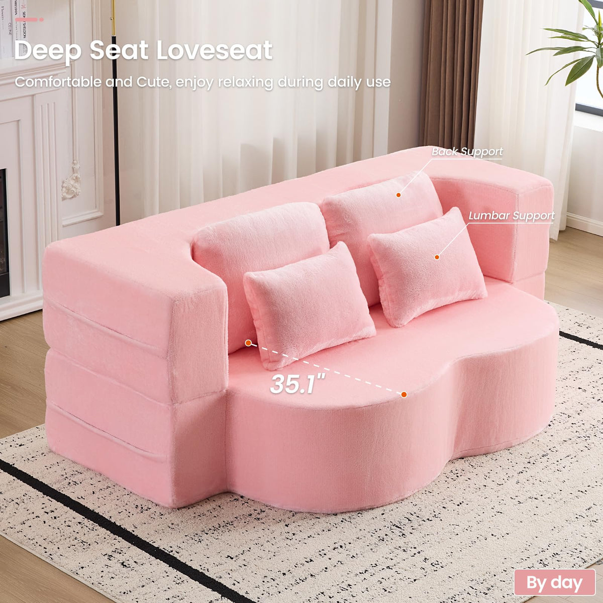 Pink Convertible Sofa Bed N92013