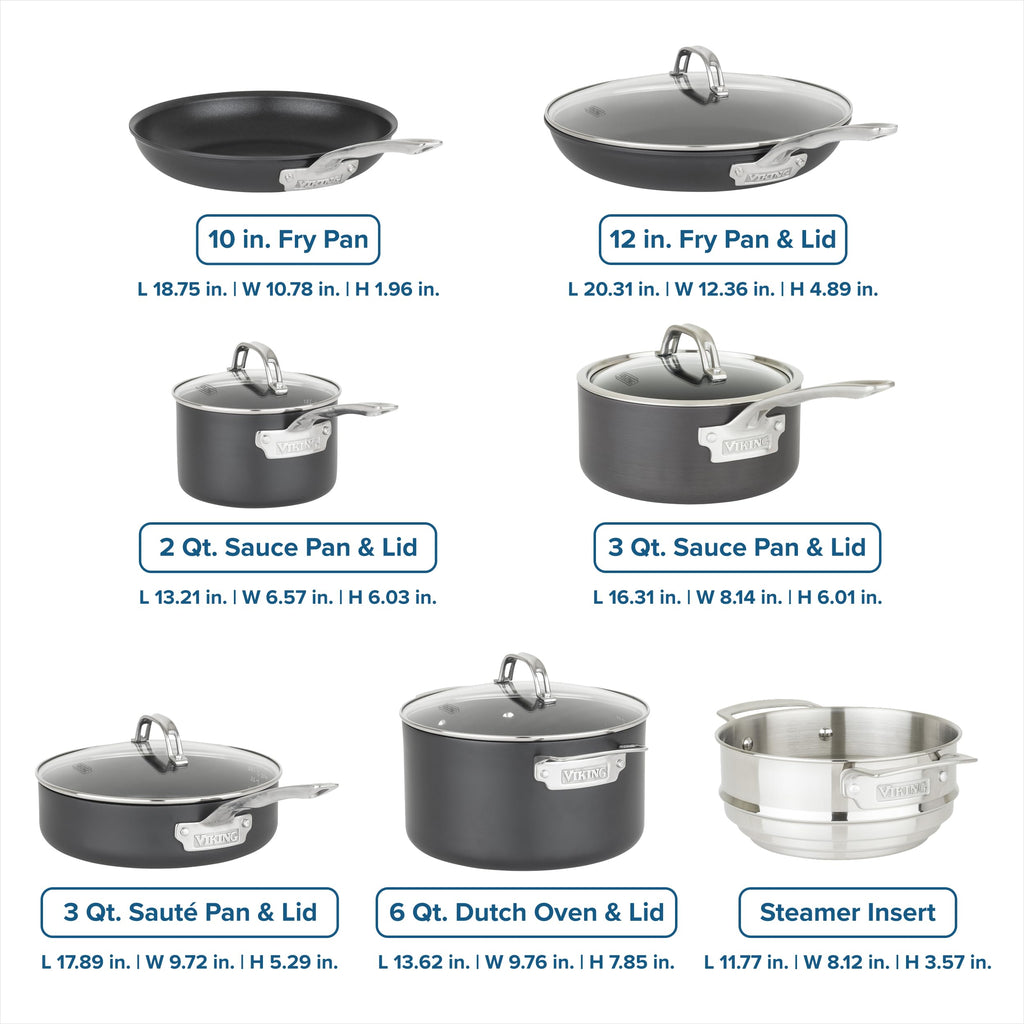 12 Piece Non Stick Hard Anodized Cookware Set with Glass Lids C9398