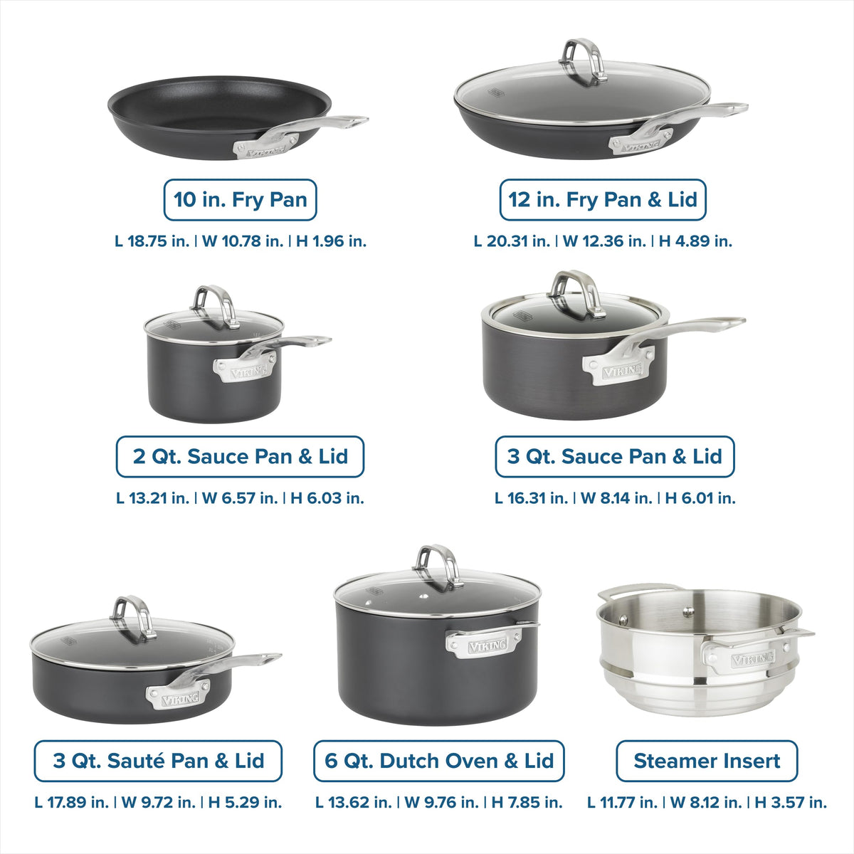 12 Piece Non Stick Hard Anodized Cookware Set with Glass Lids C9398