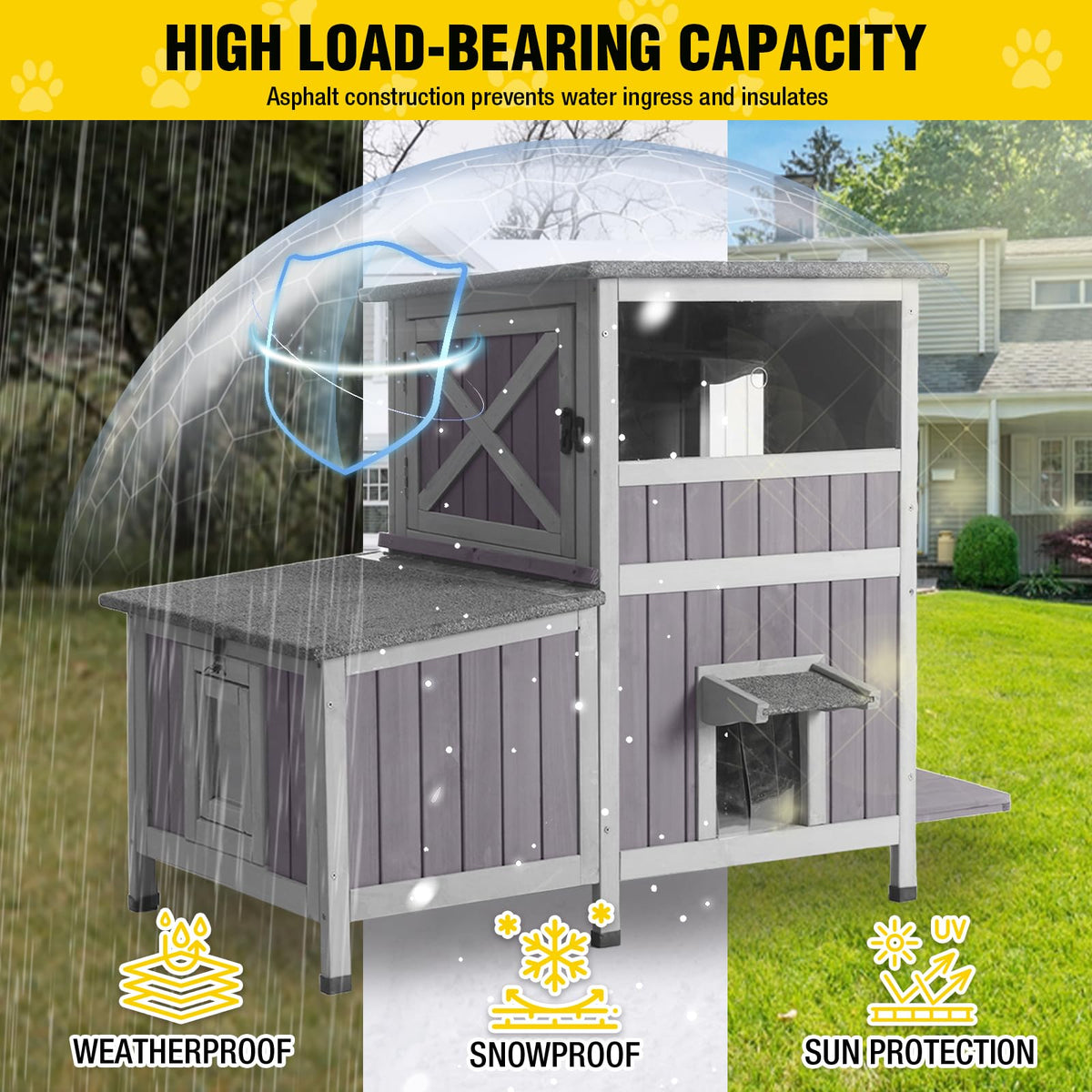 Heated Insulated Outdoor Cat House with Liner S81547