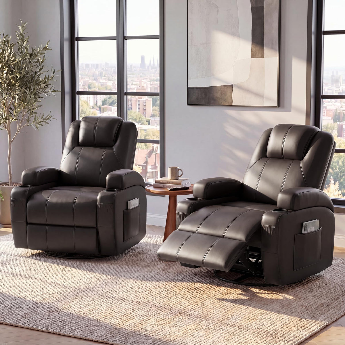 Swivel Rocker Recliner Chair with Vibration Massage R166