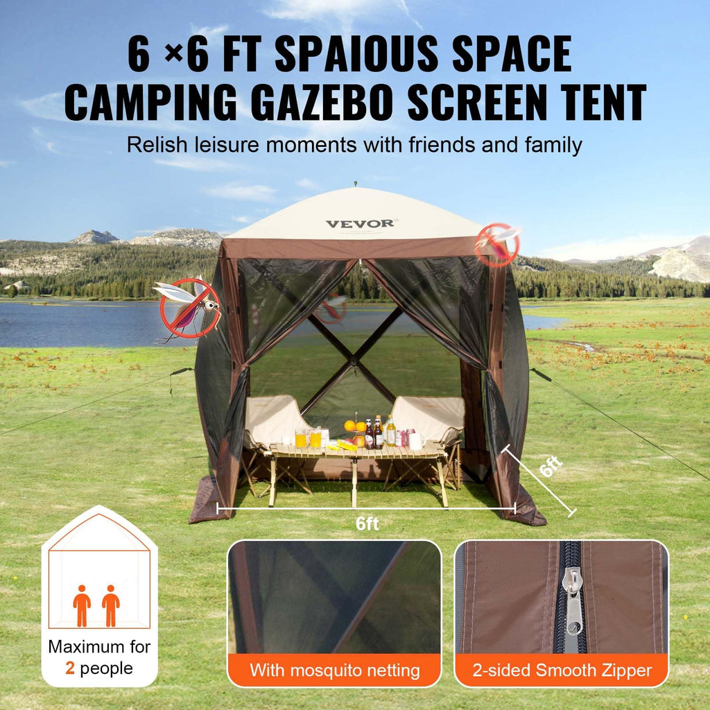 6 x 6 ft Pop Up Gazebo Tent with Mosquito Netting and Privacy Panels Y1576