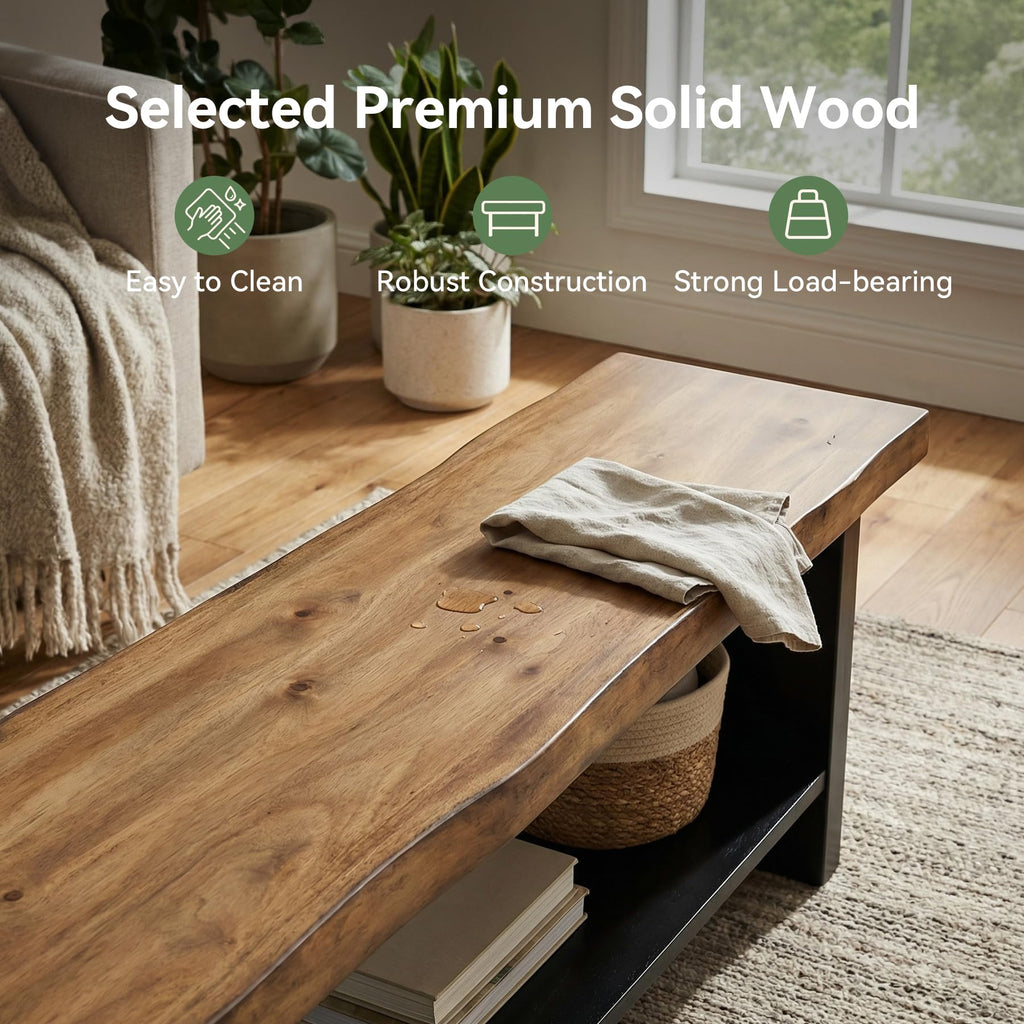 55" Solid Wood 2-Tier Shoe Storage Bench Z68723